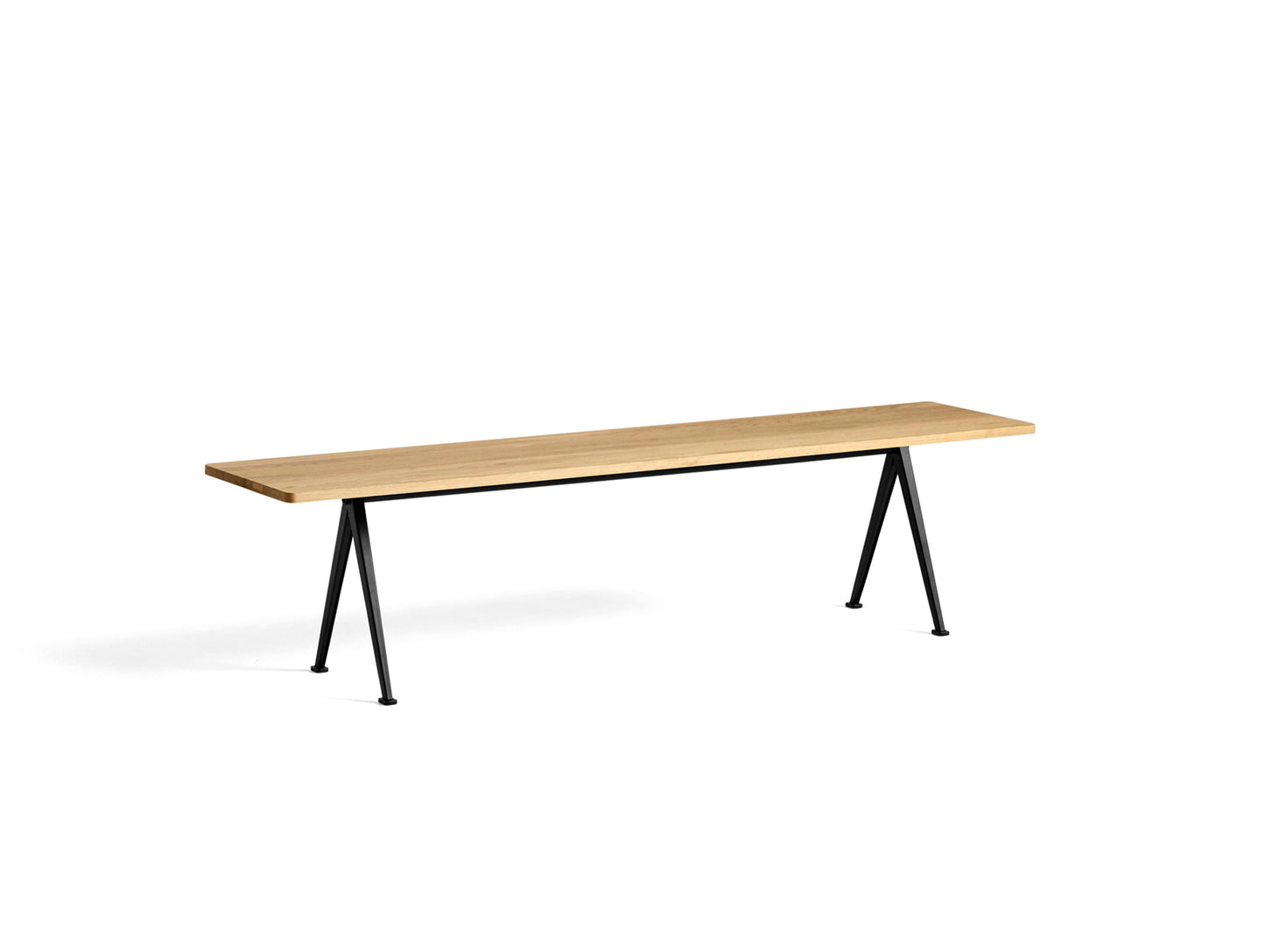 Pyramid Bench 12 by HAY - 190 cm / Black Base / Clear Lacquered Oak