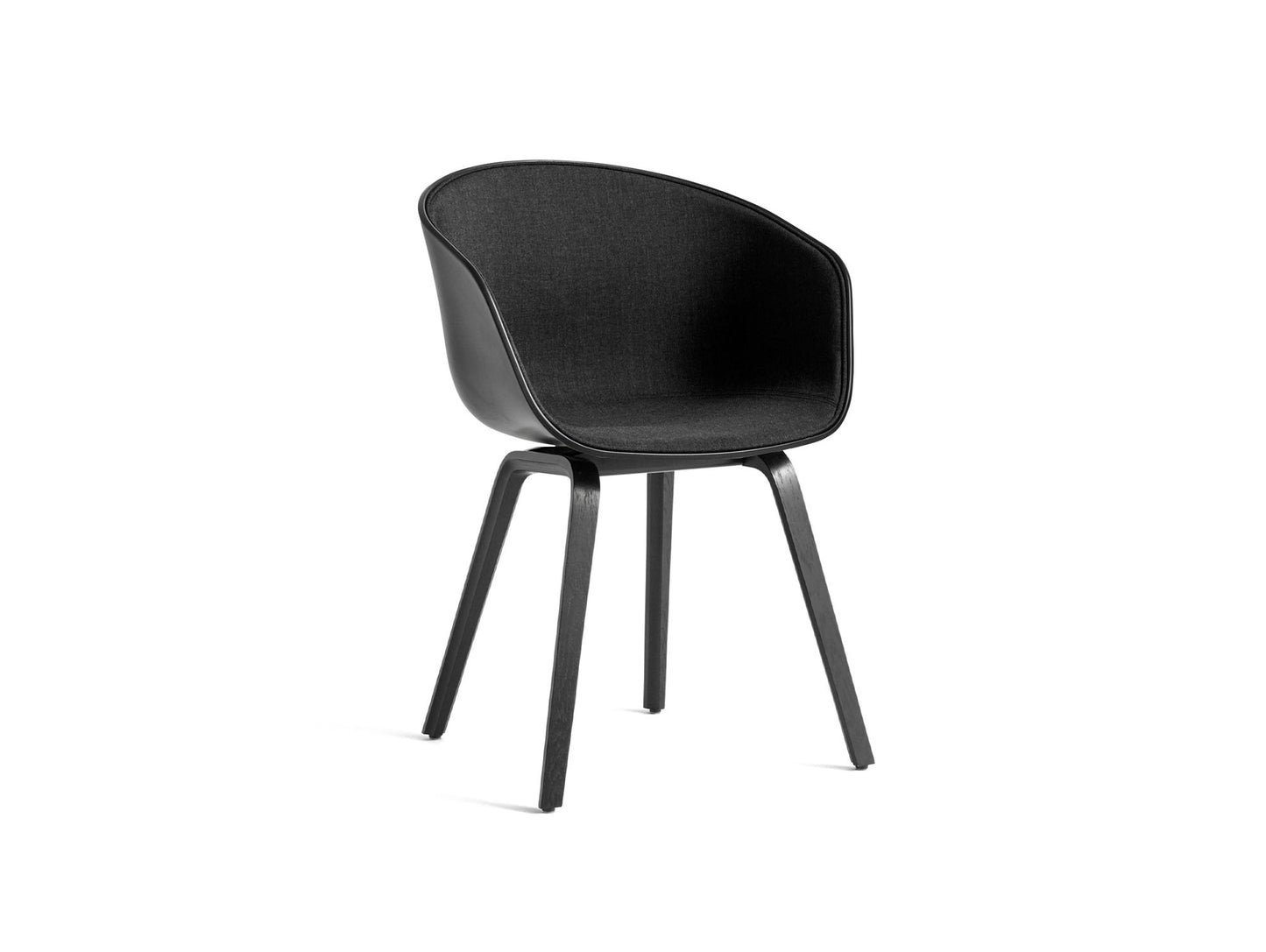 About A Chair AAC 22 - Front Upholstery by HAY - Black 2.0 + Remix 3 183 Shell / Black Lacquered Oak Base