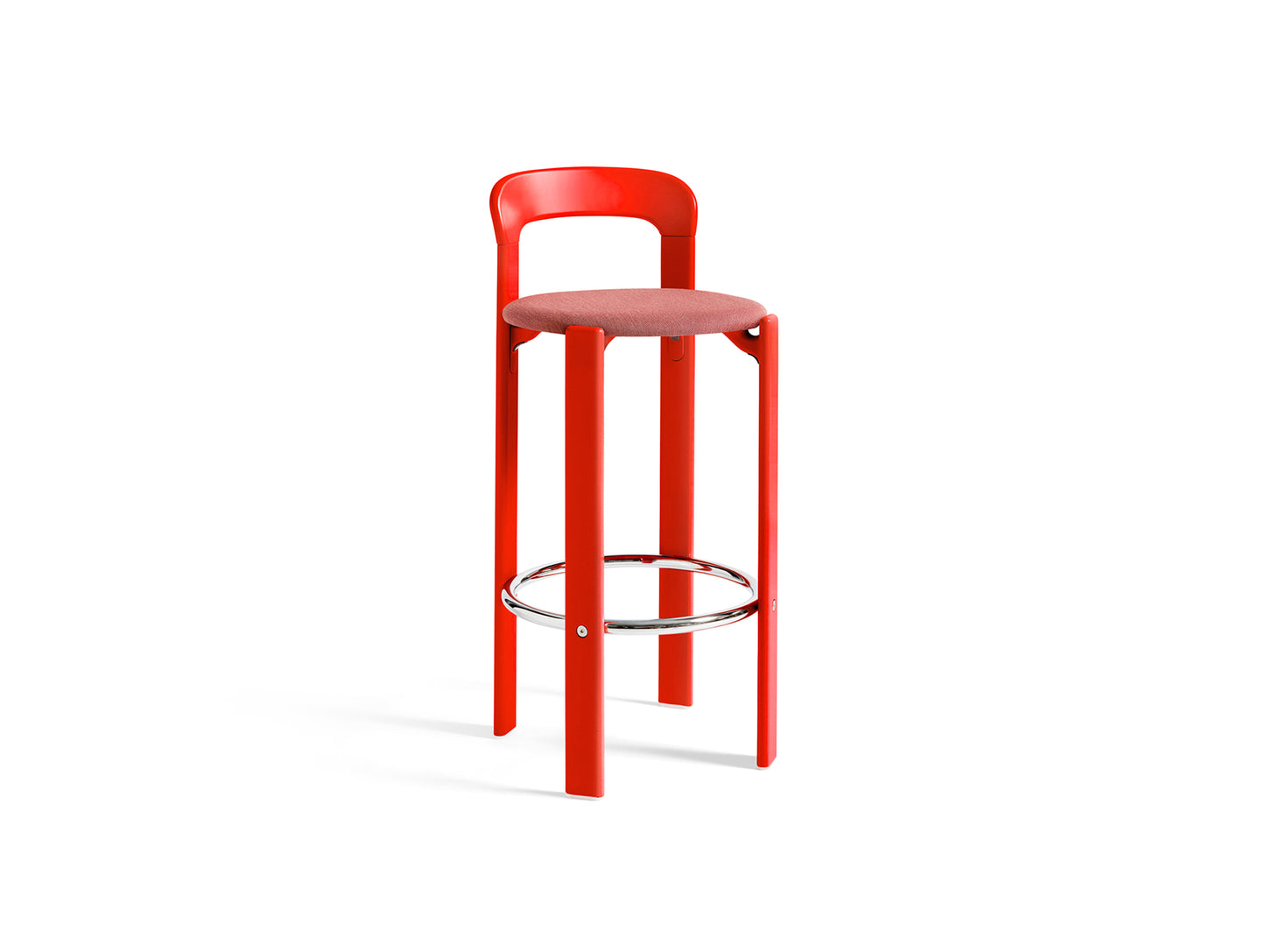 Rey Bar Stool by HAY - Scarlet Red Lacquered Beech / Steelcut Trio 636