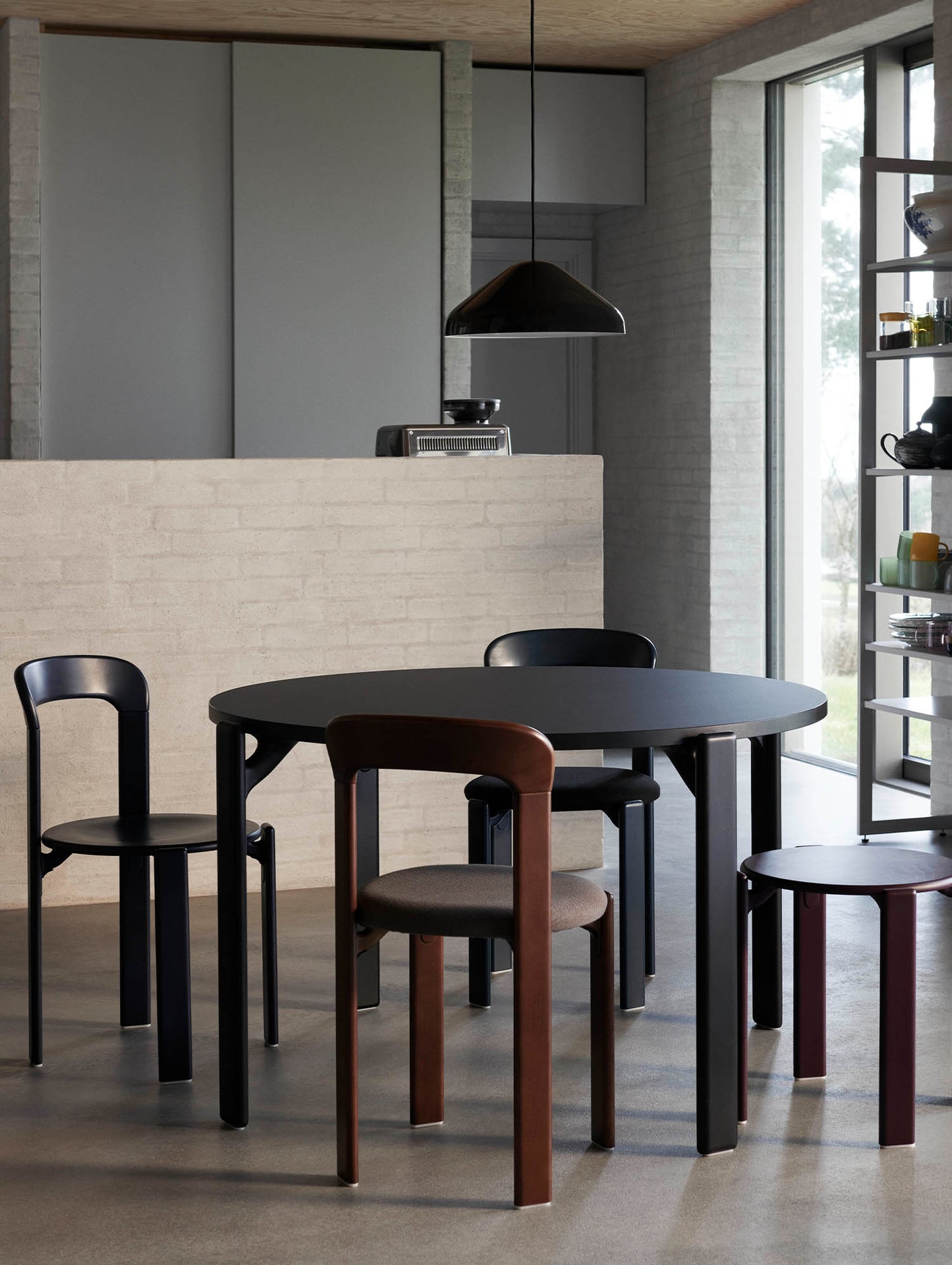 Rey Chair Upholstered by HAY - Umber Brown Lacquered Beech / Steelcut Trio 376