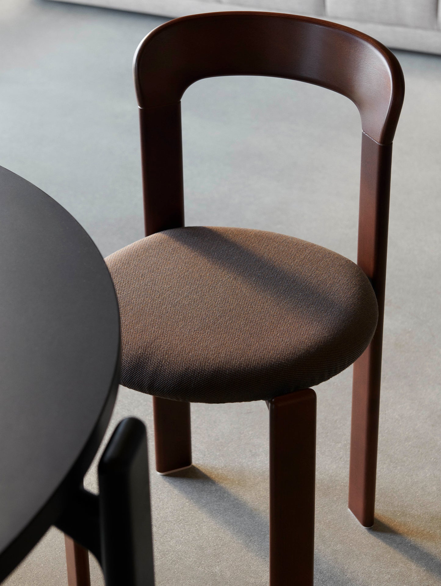 Rey Chair Upholstered by HAY - Umber Brown Lacquered Beech / Steelcut Trio 376