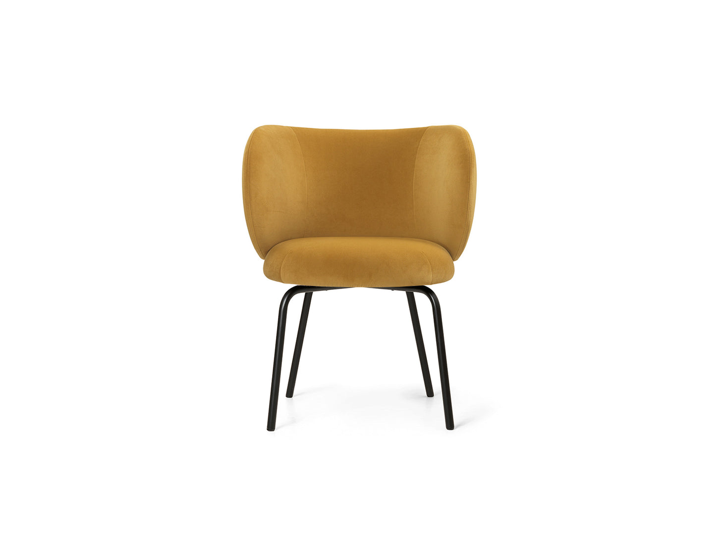 Rico Dining Chair - Fixed Base by Ferm Living - Rich Velvet 79 Honey / Black Base