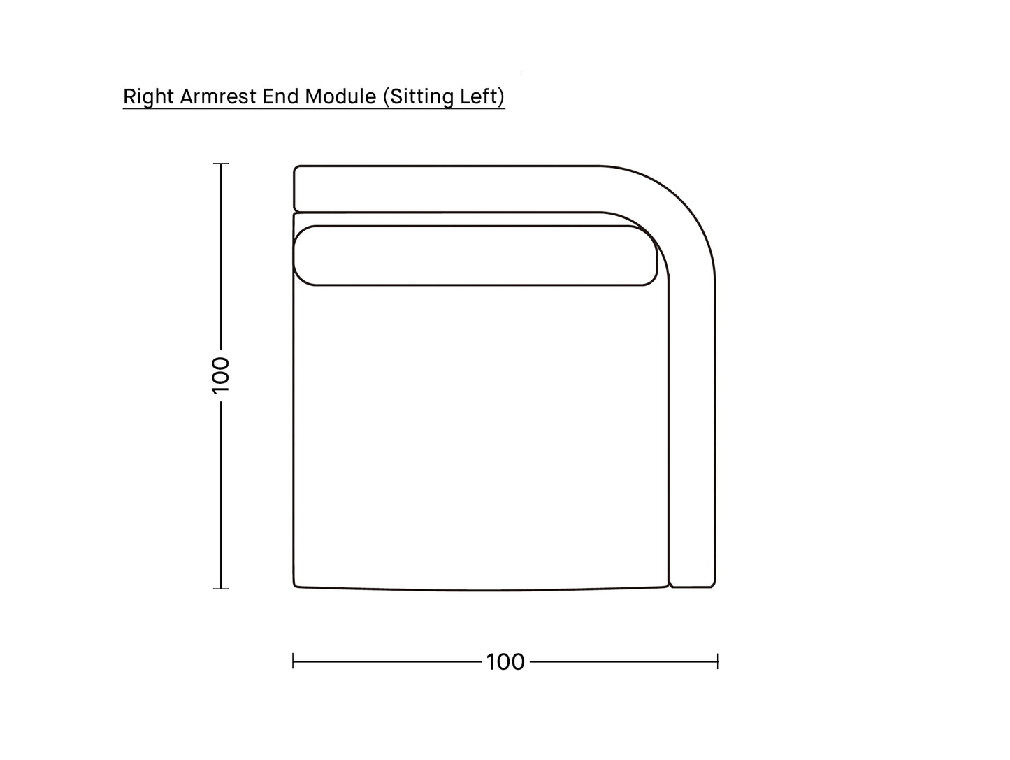 Dase Modular Sofa - Individual Modules by Ferm Living - Right Armrest End Module (Sitting Left)