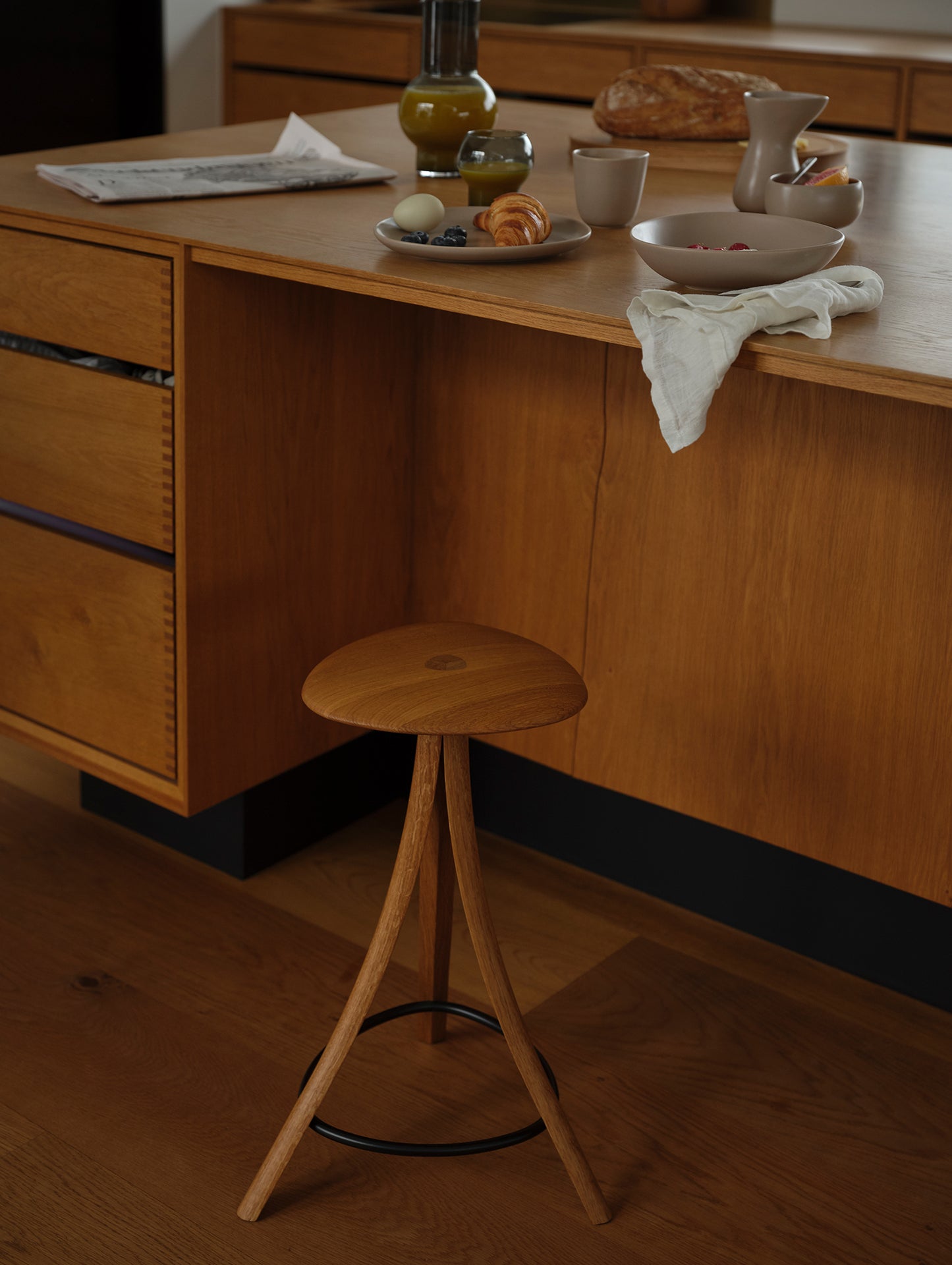 Clover Stool by Ro Collection - Oiled Oak