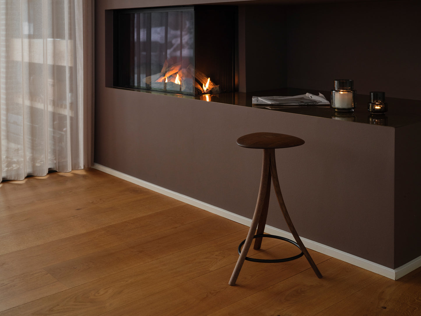 Clover Stool by Ro Collection - Smoked Oak