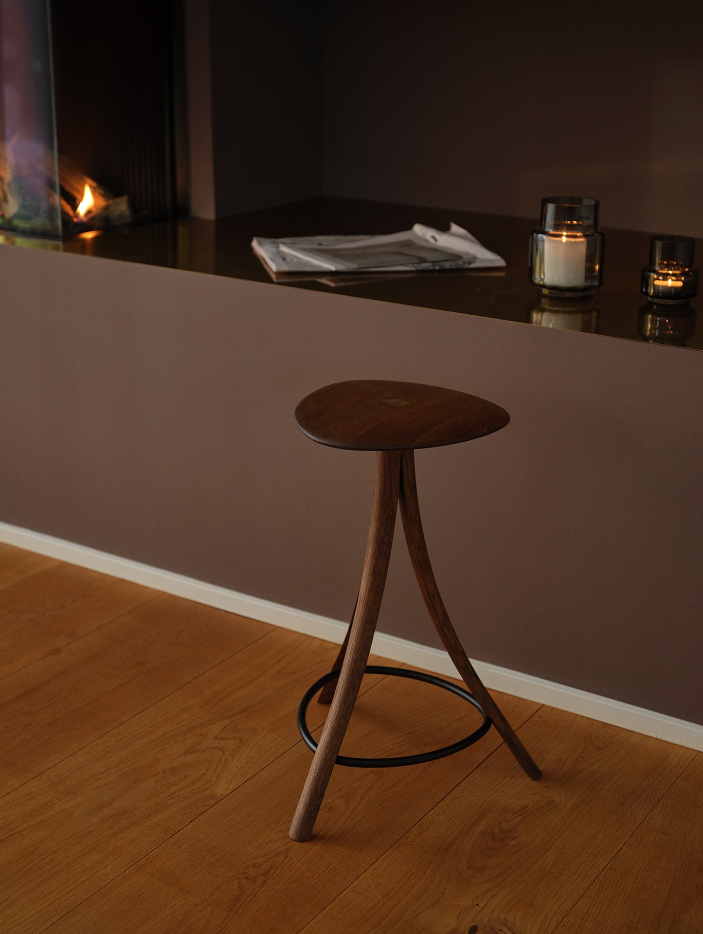 Clover Stool by Ro Collection - Smoked Oak
