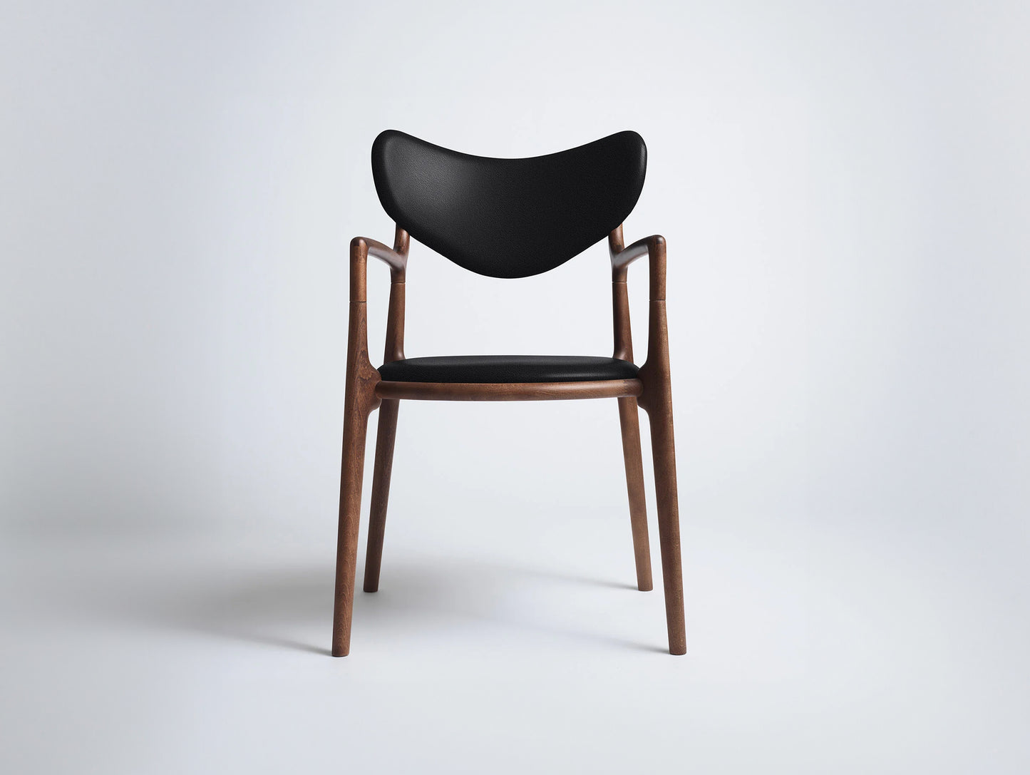 Salon Chair by Ro Collection - Walnut Stained Beech / Exclusive Rio Black Leather