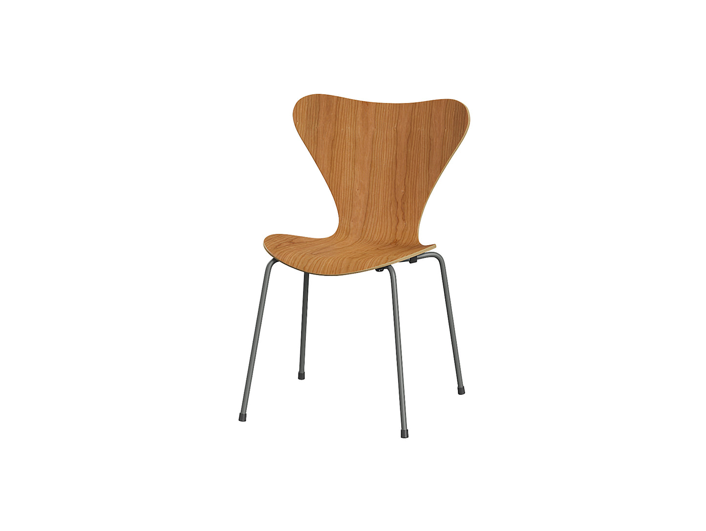 Series 7 Dining Chair (Clear Lacquered Wood) by Fritz Hanse - Cherry / Silver Grey Steel