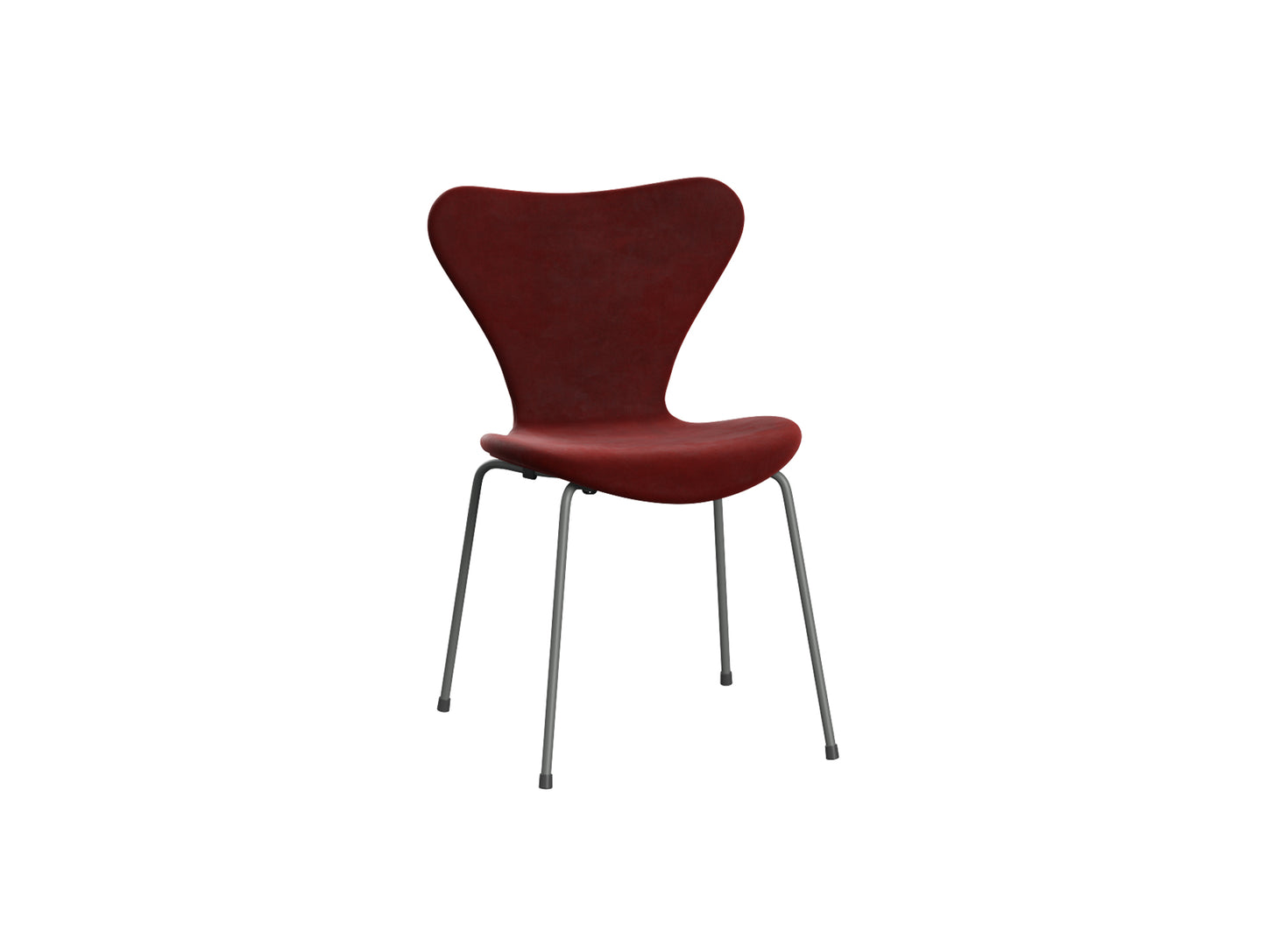 Series 7™ 3107 Dining Chair (Fully Upholstered) by Fritz Hansen - Silver Grey Steel / Belfast Autumn Red