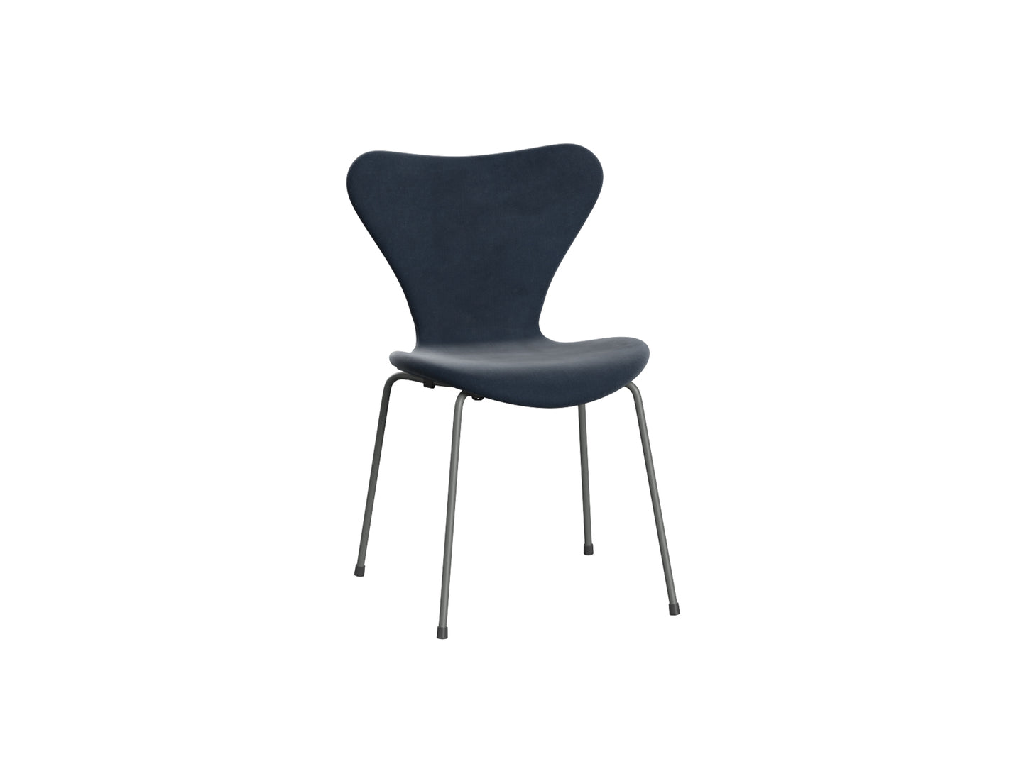 Series 7™ 3107 Dining Chair (Fully Upholstered) by Fritz Hansen - Silver Grey Steel / Belfast Grey Blue