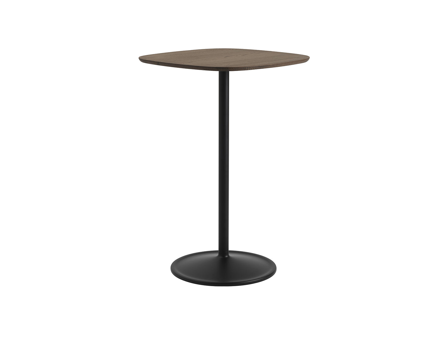 Soft Cafe Table by Muuto - Square (70x70 cm) / Height: 105 cm / Solid Dark Oiled Oak Top / Black Aluminium Base