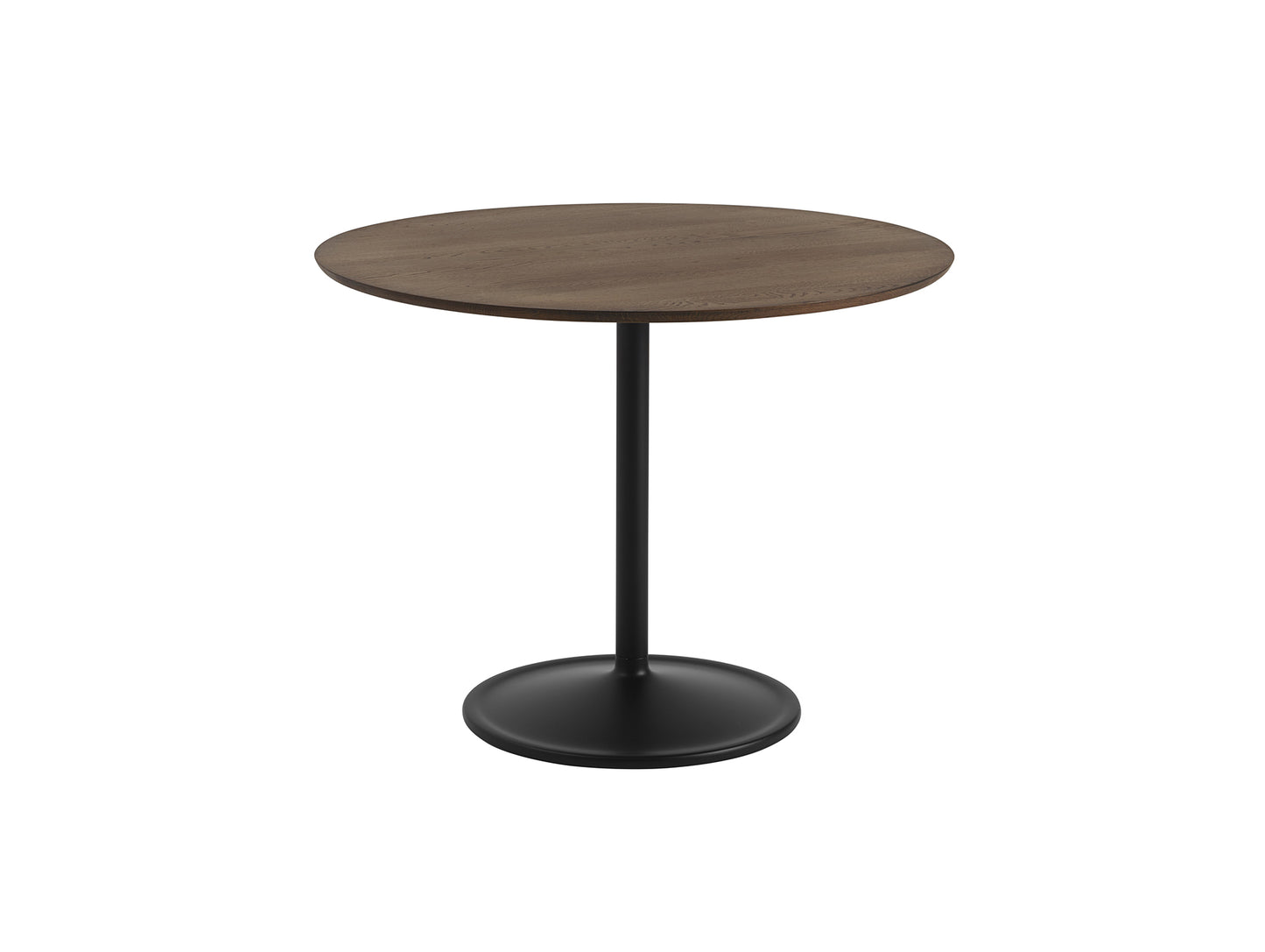 Soft Dining Table by Muuto - D95 H73 / Solid Dark Oiled Oak Top / Black Aluminium Base