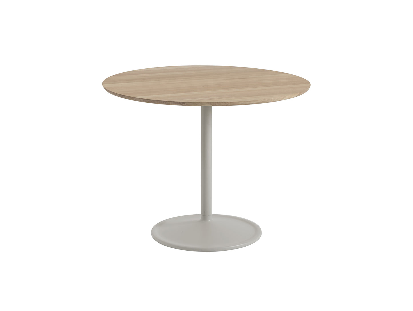 Soft Dining Table by Muuto - D95 H73 / Solid Oiled Oak Top / Grey Aluminium Base