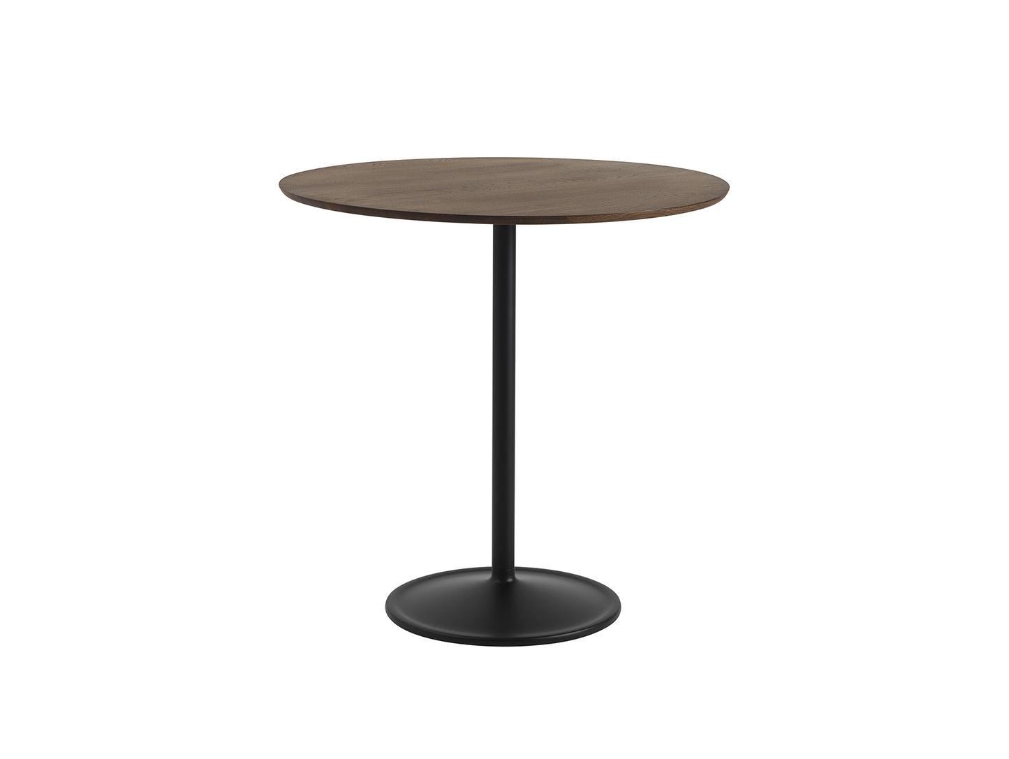 Soft Dining Table by Muuto - D95 H95 / Solid Dark Oiled Oak Top / Black Aluminium Base