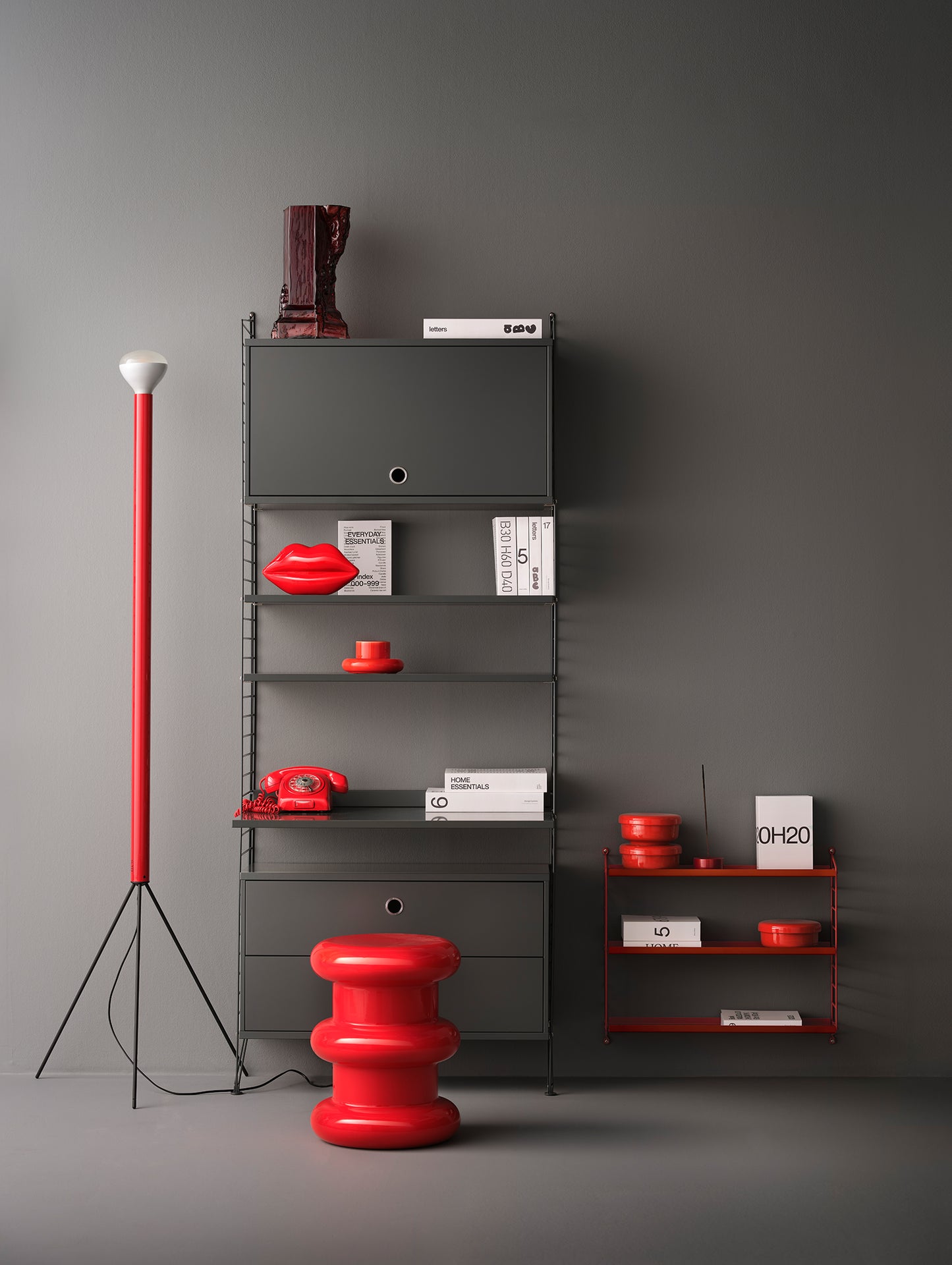 String System Cabinet with Flip Door - Dark Grey