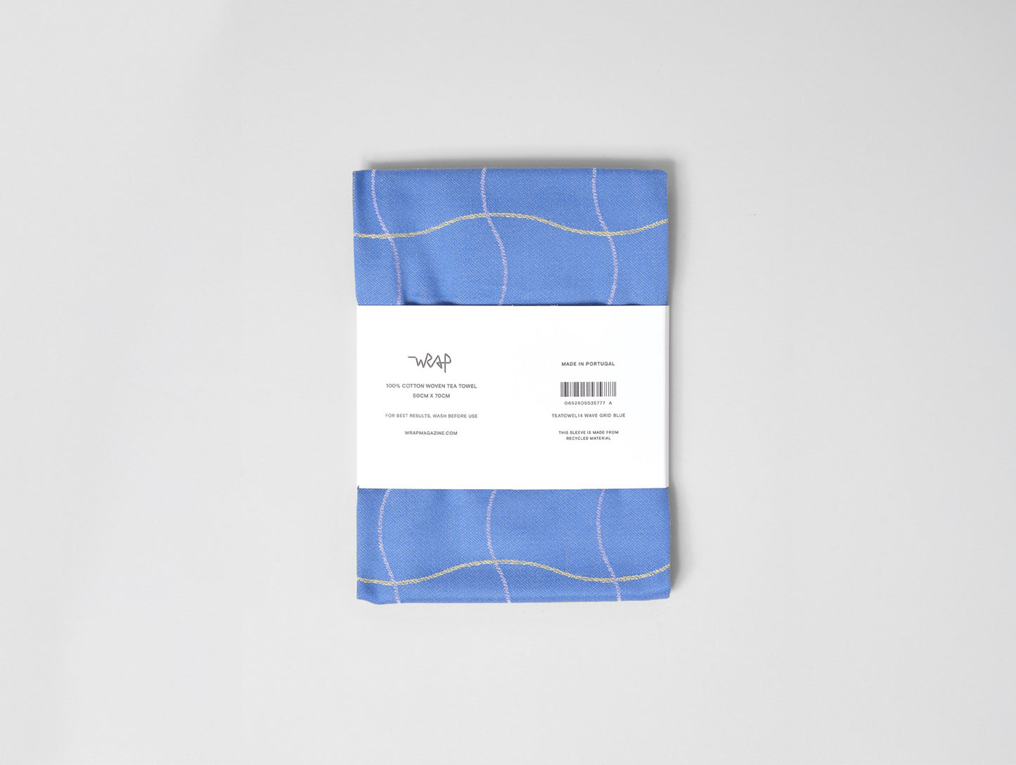 Wave Grid Blue Cotton Tea Towel by Wrap