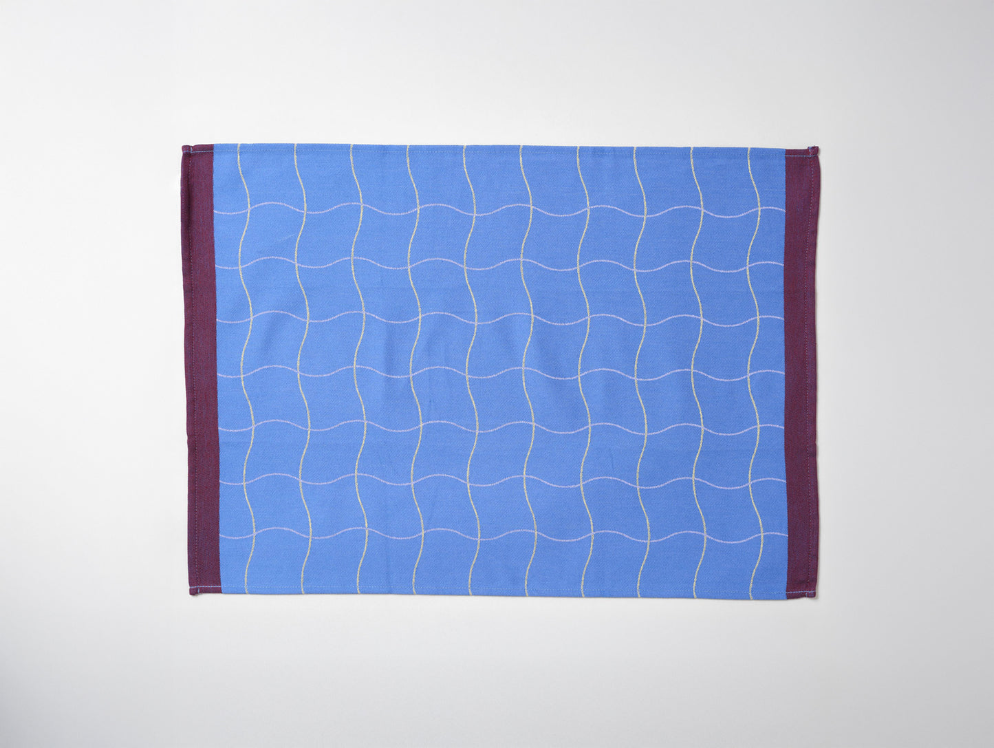 Wave Grid Blue Cotton Tea Towel by Wrap