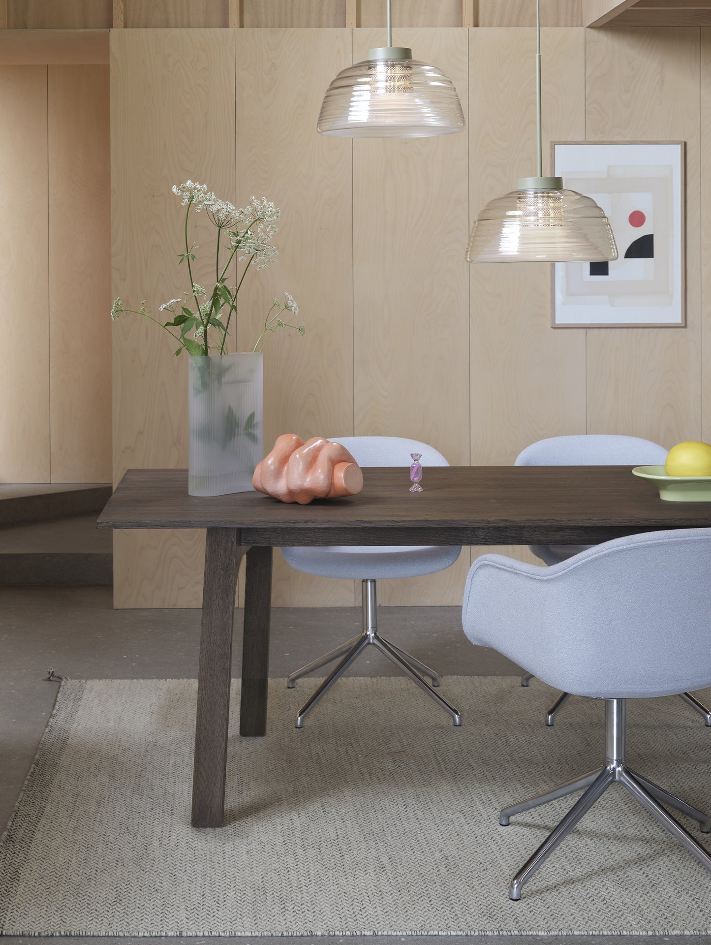 Ridge Vase by Muuto - Height 48.5 cm / White Frosted Glass