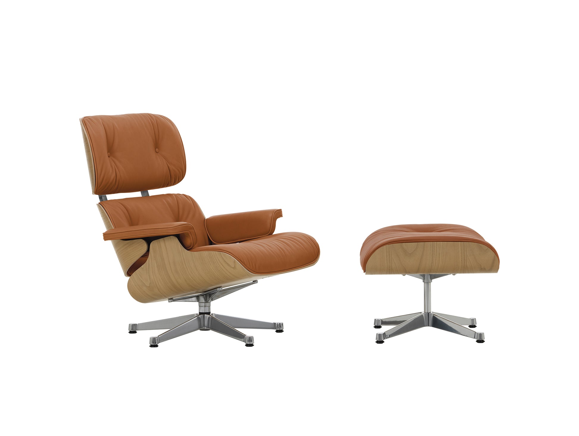 Eames Lounge Chair by Vitra - Lacquered Chestnut / Cognac Premium Leather (L50)