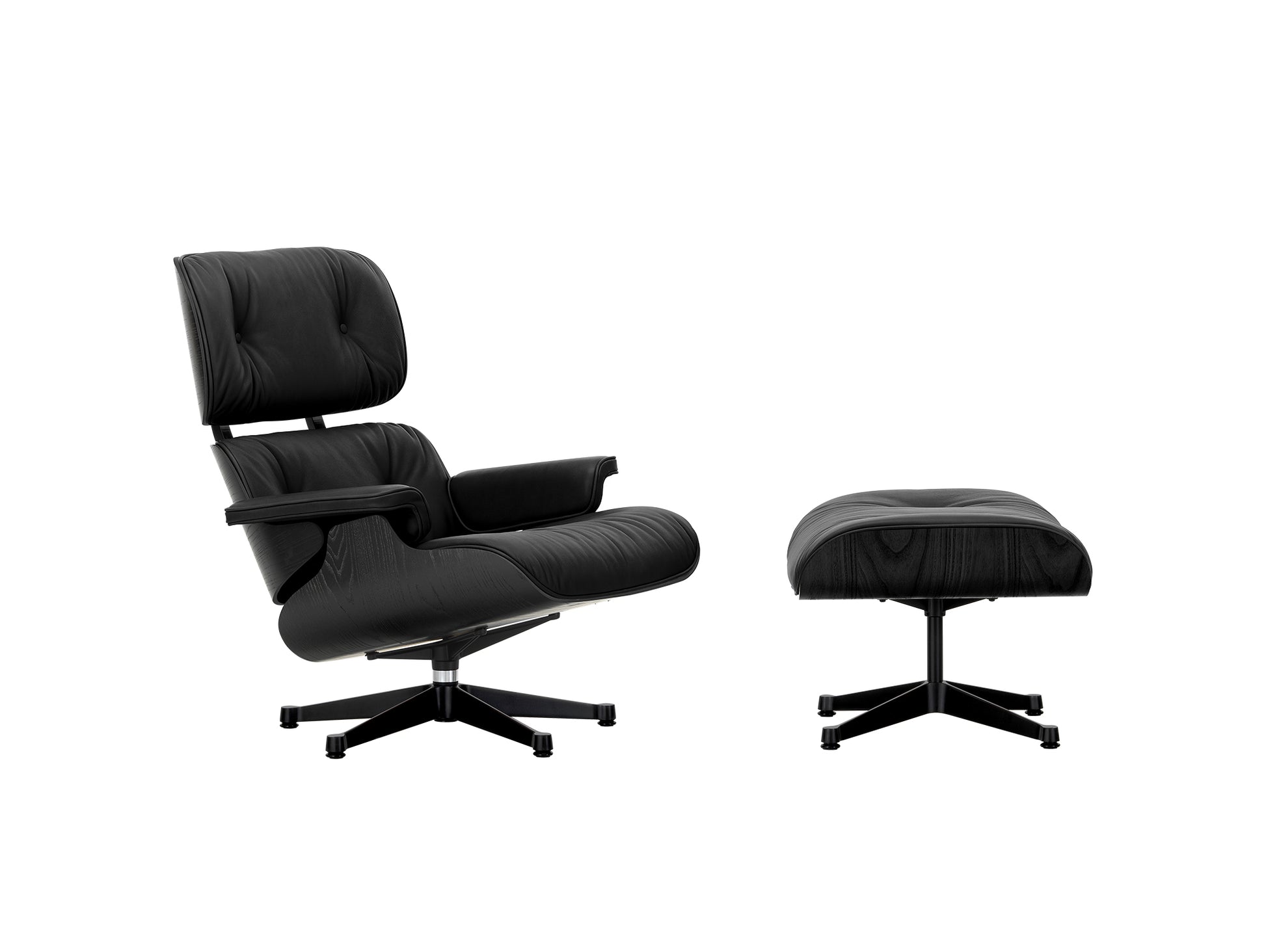 Eames Lounge Chair by Vitra - Black Lacquered Chestnut / Nero Natural Leather (L60)