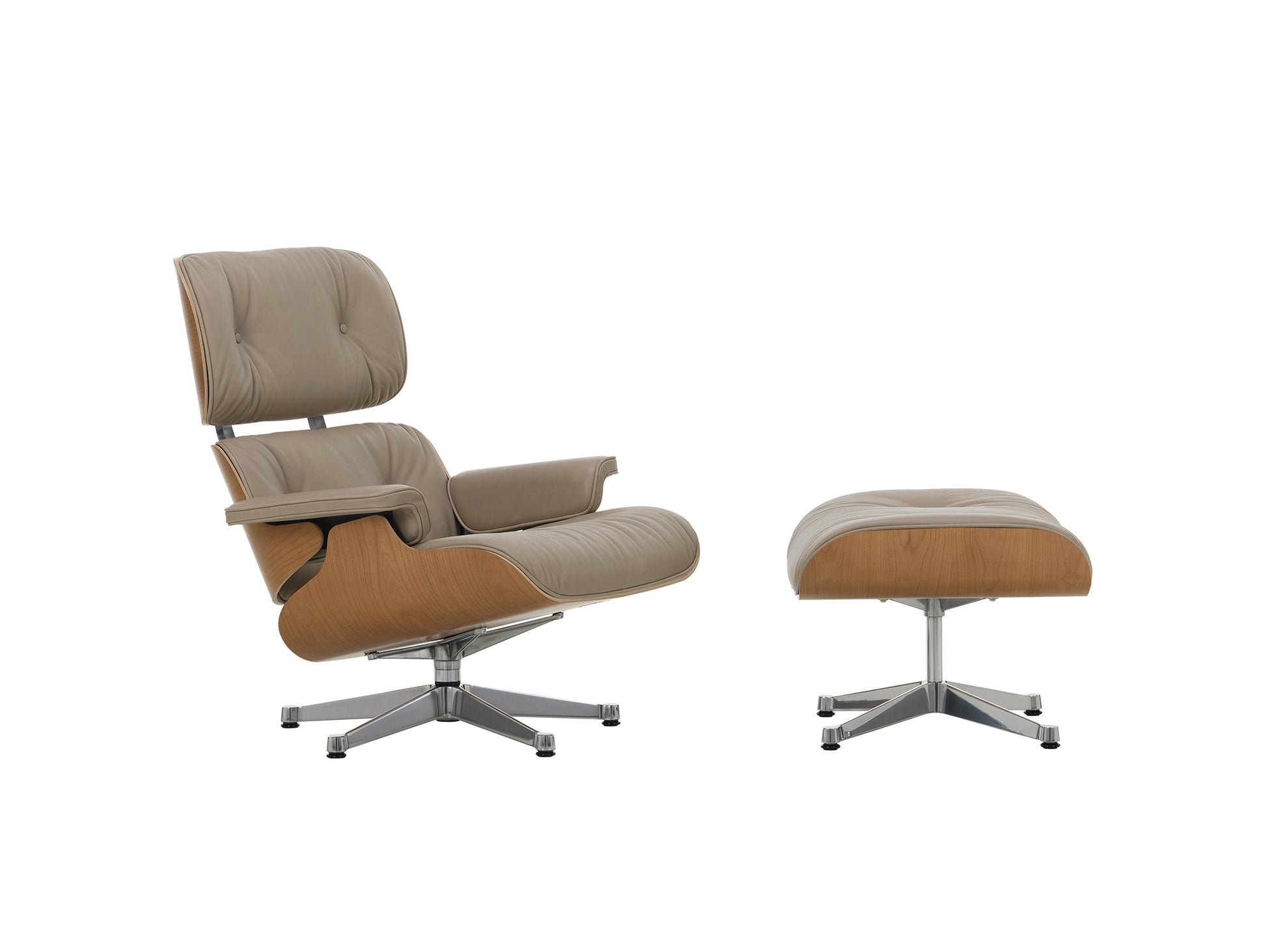 Eames Lounge Chair by Vitra - European Cherry / Dark Sand Natural Leather (L60)