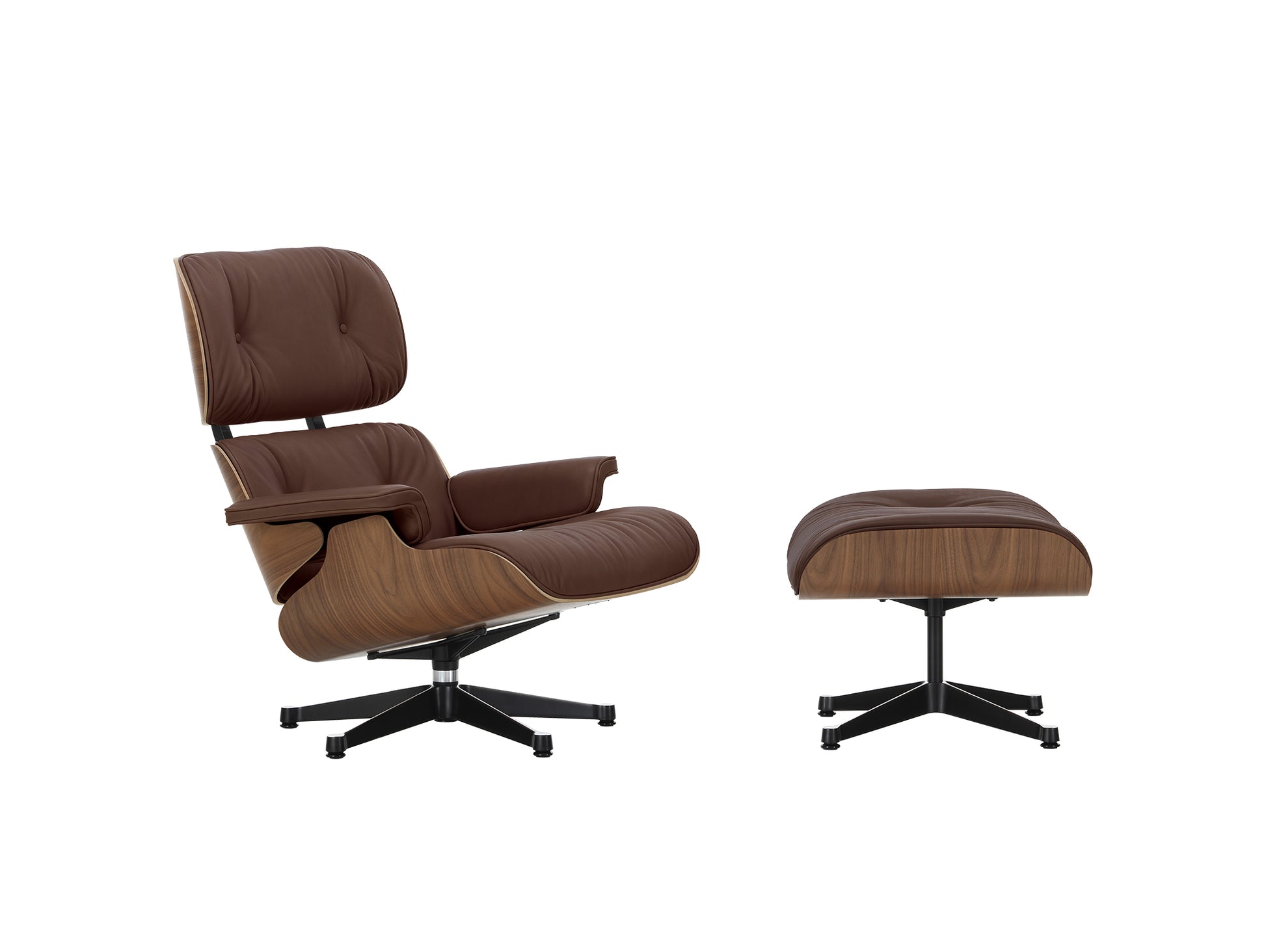 Eames Lounge Chair by Vitra - Lacquered Walnut / Marron Premium Leather (L50)