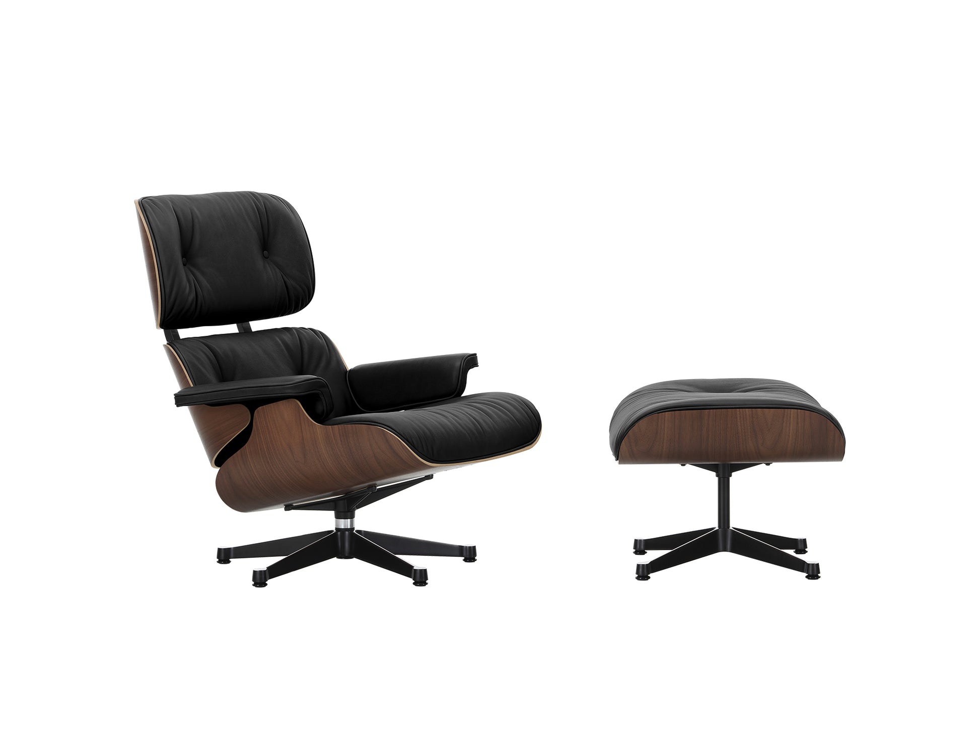 Eames Lounge Chair by Vitra - Dark Lacquered Walnut / Nero Premium Leather (L50)