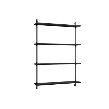 Wall Shelving System Sets (115 cm) by Moebe - WS.115.1 / Black Uprights / Black Painted Oak
