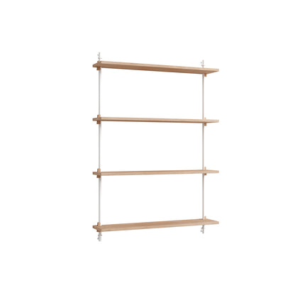 Wall Shelving System Sets (115 cm) by Moebe - WS.115.1 / White Uprights / Oiled Oak