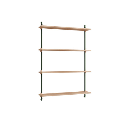 Wall Shelving System Sets (115 cm) by Moebe - WS.115.1 / Pine Green Uprights / Oiled Oak