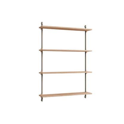 Wall Shelving System Sets (115 cm) by Moebe - WS.115.1 / Warm Grey Uprights / Oiled Oak