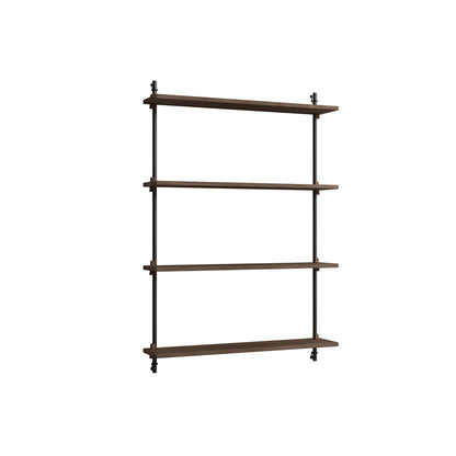 Wall Shelving System Sets (115 cm) by Moebe - WS.115.1 / Black Uprights / Smoked Oak