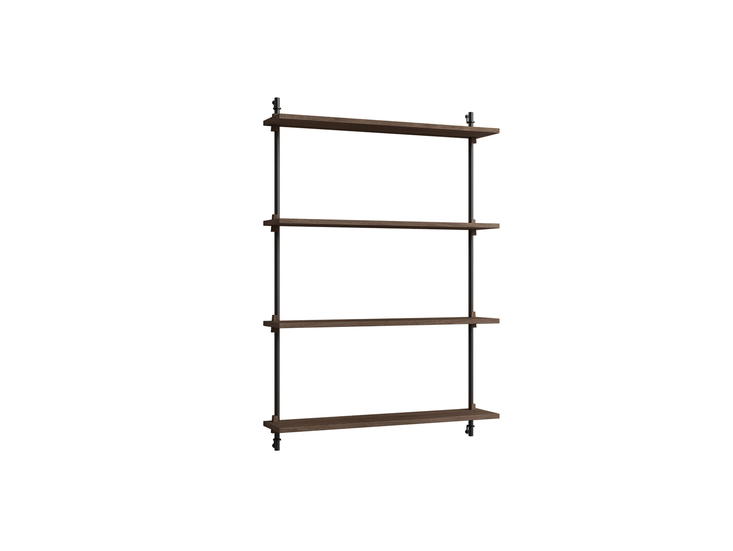 Wall Shelving System Sets (115 cm) by Moebe - WS.115.1 / Black Uprights / Smoked Oak