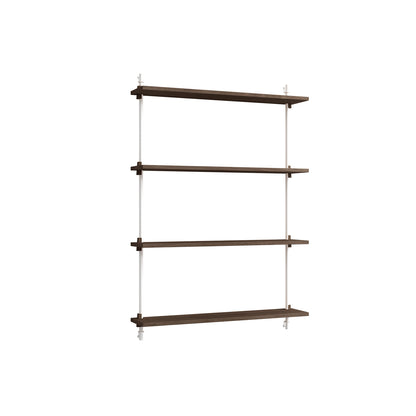 Wall Shelving System Sets (115 cm) by Moebe - WS.115.1 / White Uprights / Smoked Oak