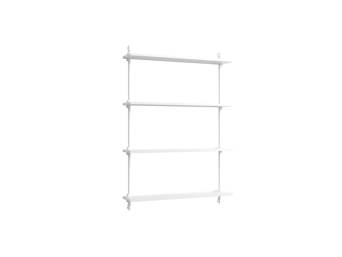 Wall Shelving System Sets (115 cm) by Moebe - WS.115.1 / White Uprights / White Painted Oak