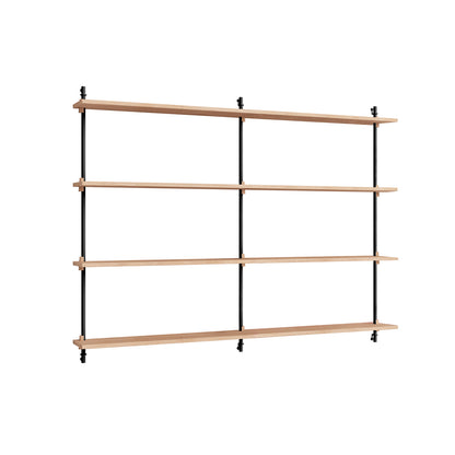 Wall Shelving System Sets (115 cm) by Moebe - WS.115.2.B / Black Uprights / Oiled Oak