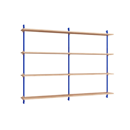 Wall Shelving System Sets (115 cm) by Moebe - WS.115.2.B / Deep Blue Uprights / Oiled Oak