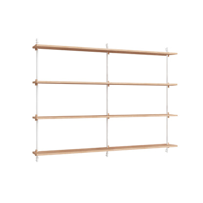 Wall Shelving System Sets (115 cm) by Moebe - WS.115.2.B / White Uprights / Oiled Oak