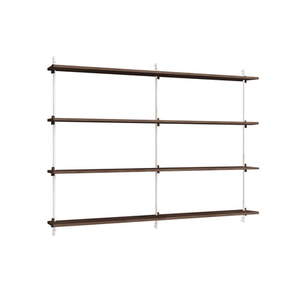 Wall Shelving System Sets (115 cm) by Moebe - WS.115.2.B / White Uprights / Smoked Oak