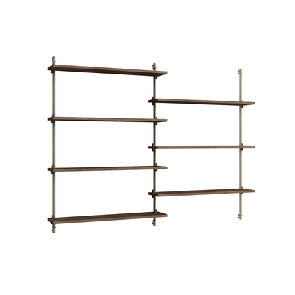 Wall Shelving System Sets (115 cm) by Moebe - WS.115.2 / Warm Grey Uprights / Smoked Oak