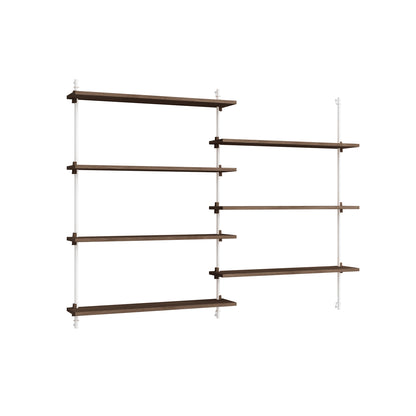 Wall Shelving System Sets (115 cm) by Moebe - WS.115.2 / White Uprights / Smoked Oak