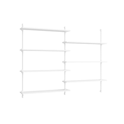 Wall Shelving System Sets (115 cm) by Moebe - WS.115.2 / White Uprights / White Painted Oak