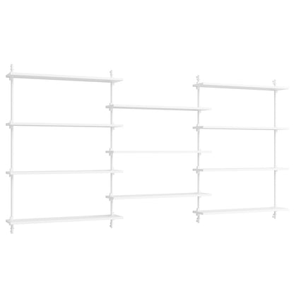 Wall Shelving System Sets (115 cm) by Moebe - WS.115.3 / White Uprights / White Painted Oak