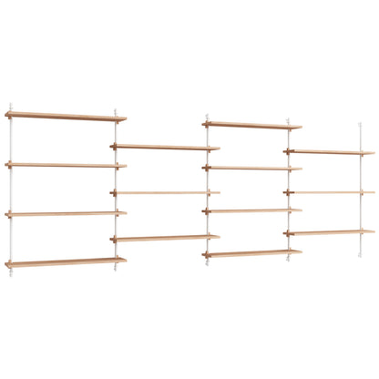 Wall Shelving System Sets (115 cm) by Moebe - WS.115.4 / White Uprights / Oiled Oak