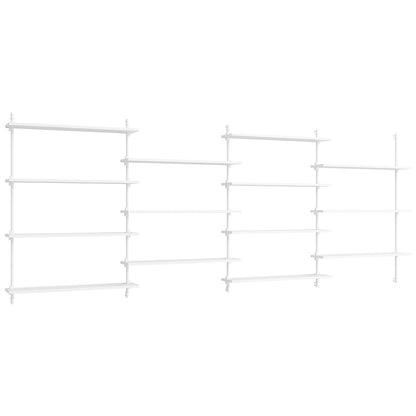 Wall Shelving System Sets (115 cm) by Moebe - WS.115.4 / White Uprights / White Painted Oak