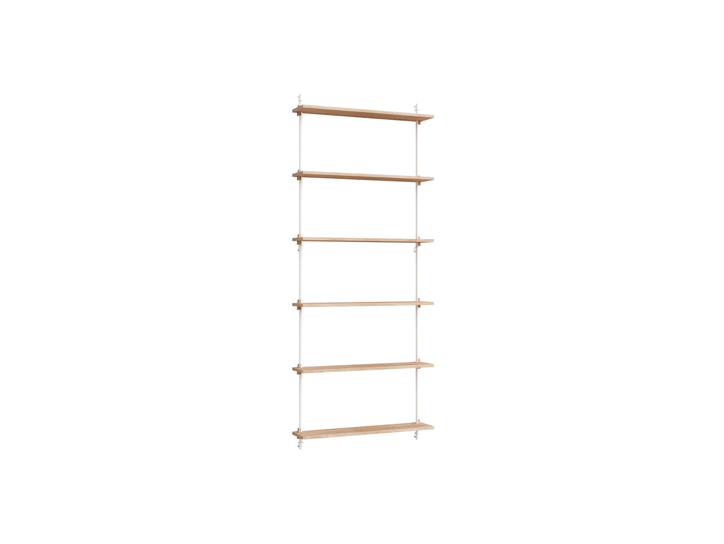 Wall Shelving System Sets (200 cm) by Moebe - WS.200.1 / White Uprights / Oiled Oak