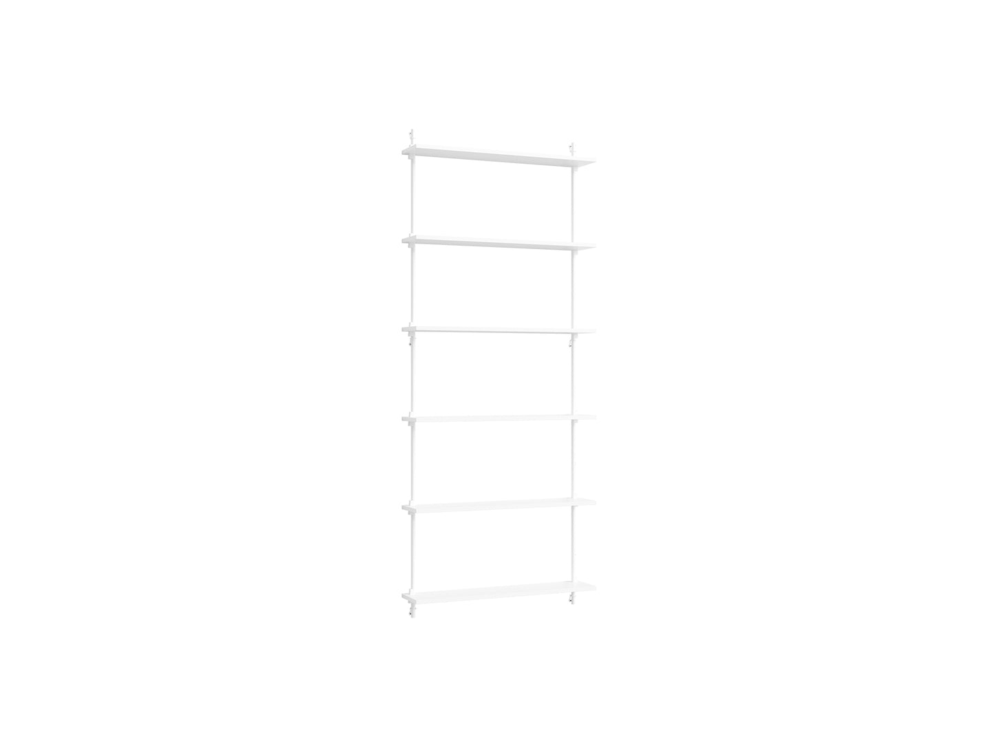 Wall Shelving System Sets (200 cm) by Moebe - WS.200.1 / White Uprights / White Painted Oak