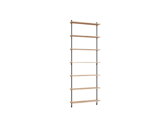 Wall Shelving System Sets (230 cm) by Moebe - WS.230.1 / Black Uprights / Oiled Oak