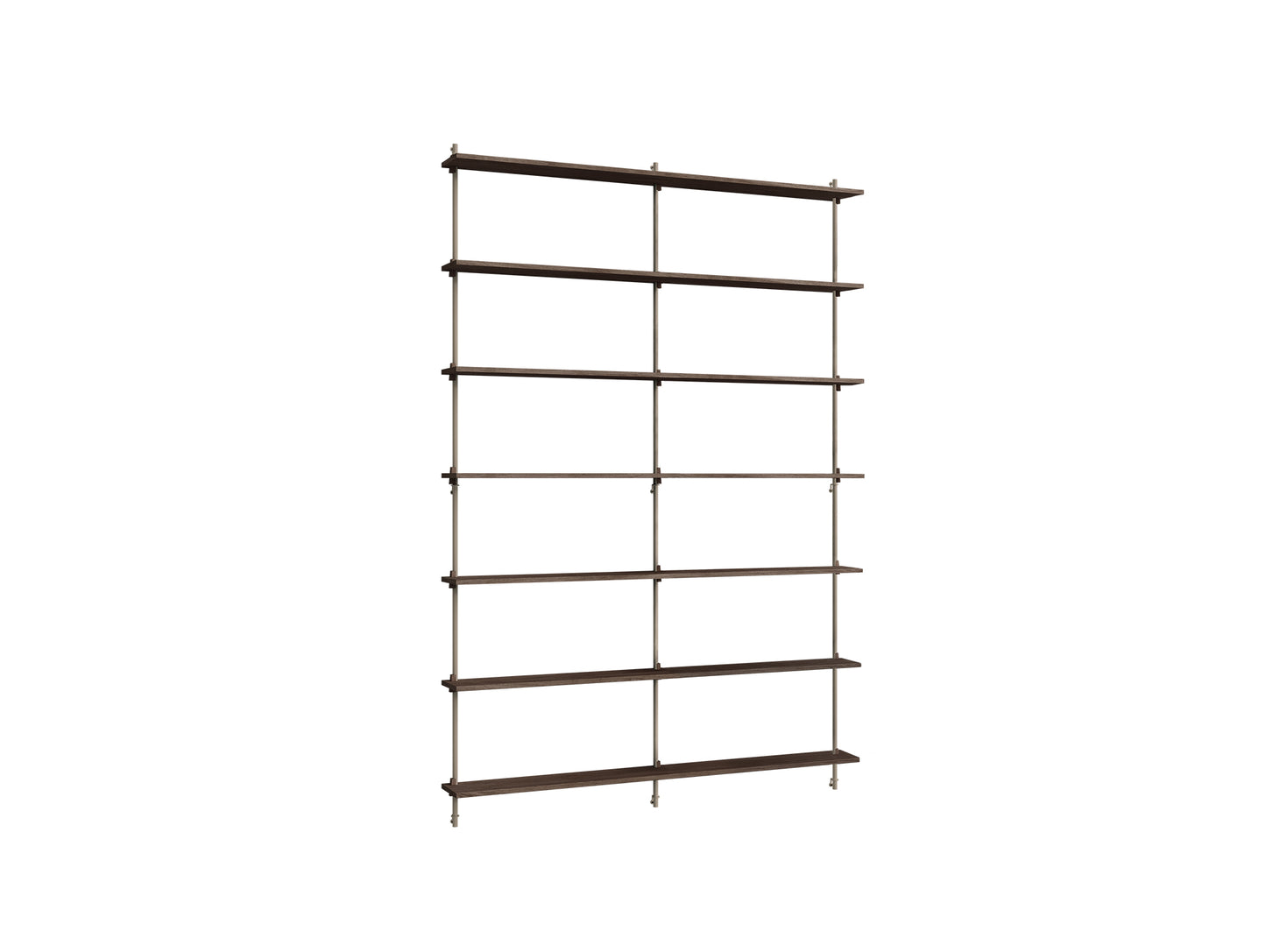 Wall Shelving System Sets (230 cm) by Moebe - WS.230.2.B / Warm Grey Uprights / Smoked Oak