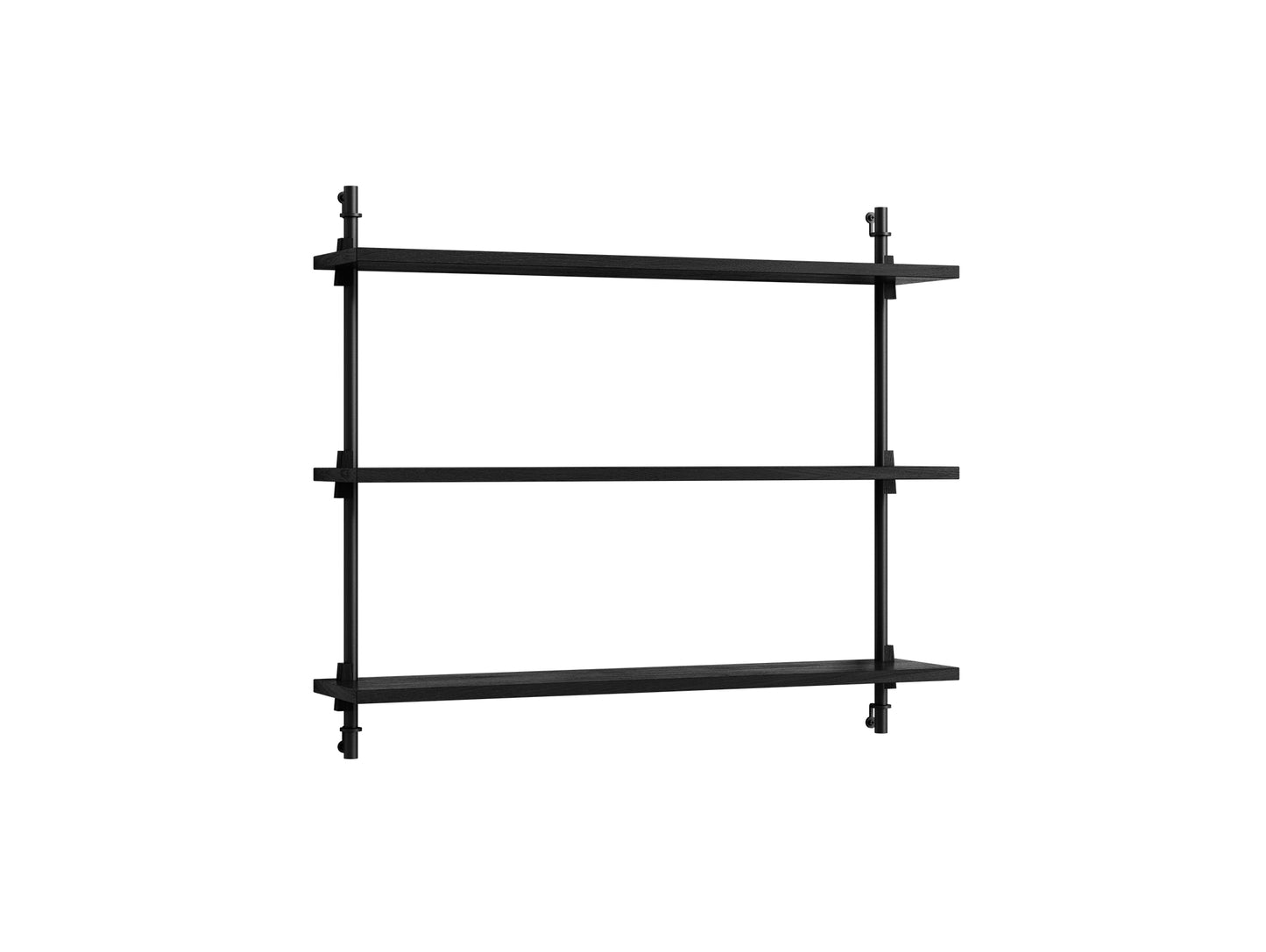 Wall Shelving System Sets 65.1 by Moebe - Black Uprights / Black Painted Oak